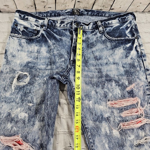 PRPS Jeans Denim Button Fly Straight Leg Blue Red Distressed Barracuda MENS 42 - Picture 7 of 13
